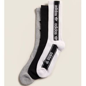 Adidas 3 Pack Triple Branded Crew Socks